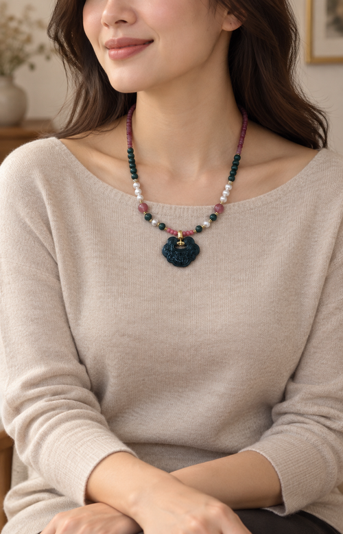A Cherished Bond - Scented Necklace - worn view