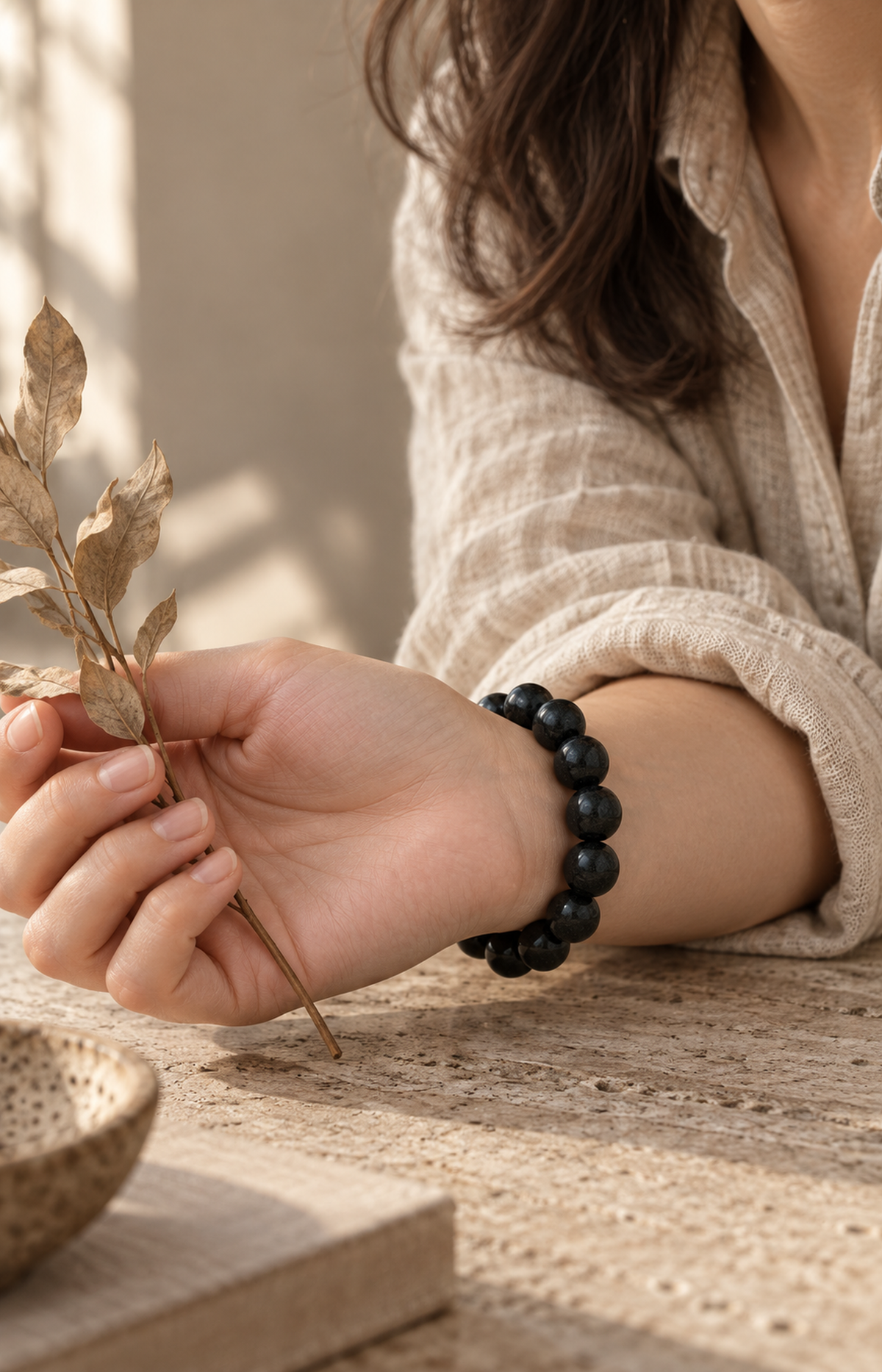 Basalt Monolith - Scented Bracelet - worn view