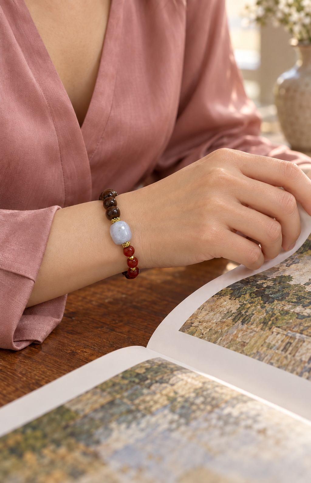 Blush Stone - Scented Bracelet - worn view