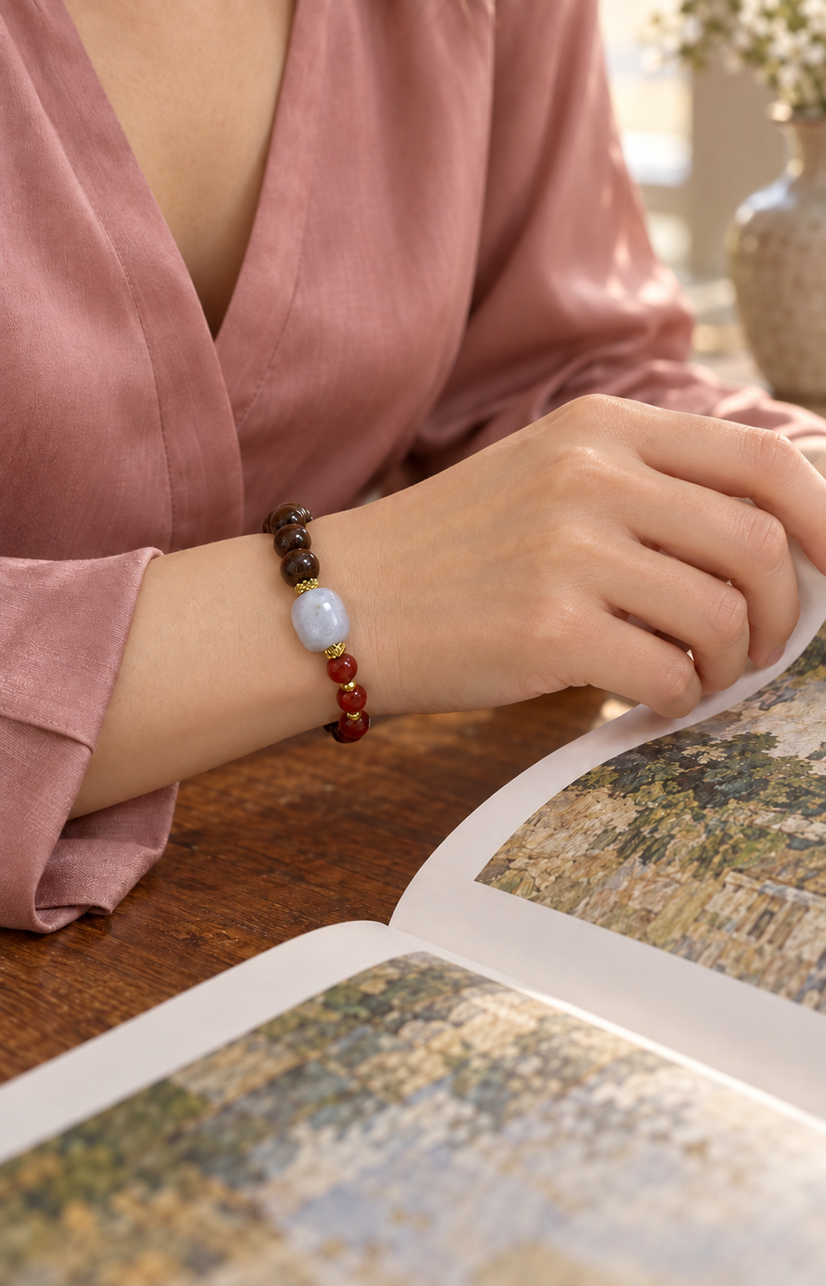 Blush Stone - Scented Bracelet - worn view