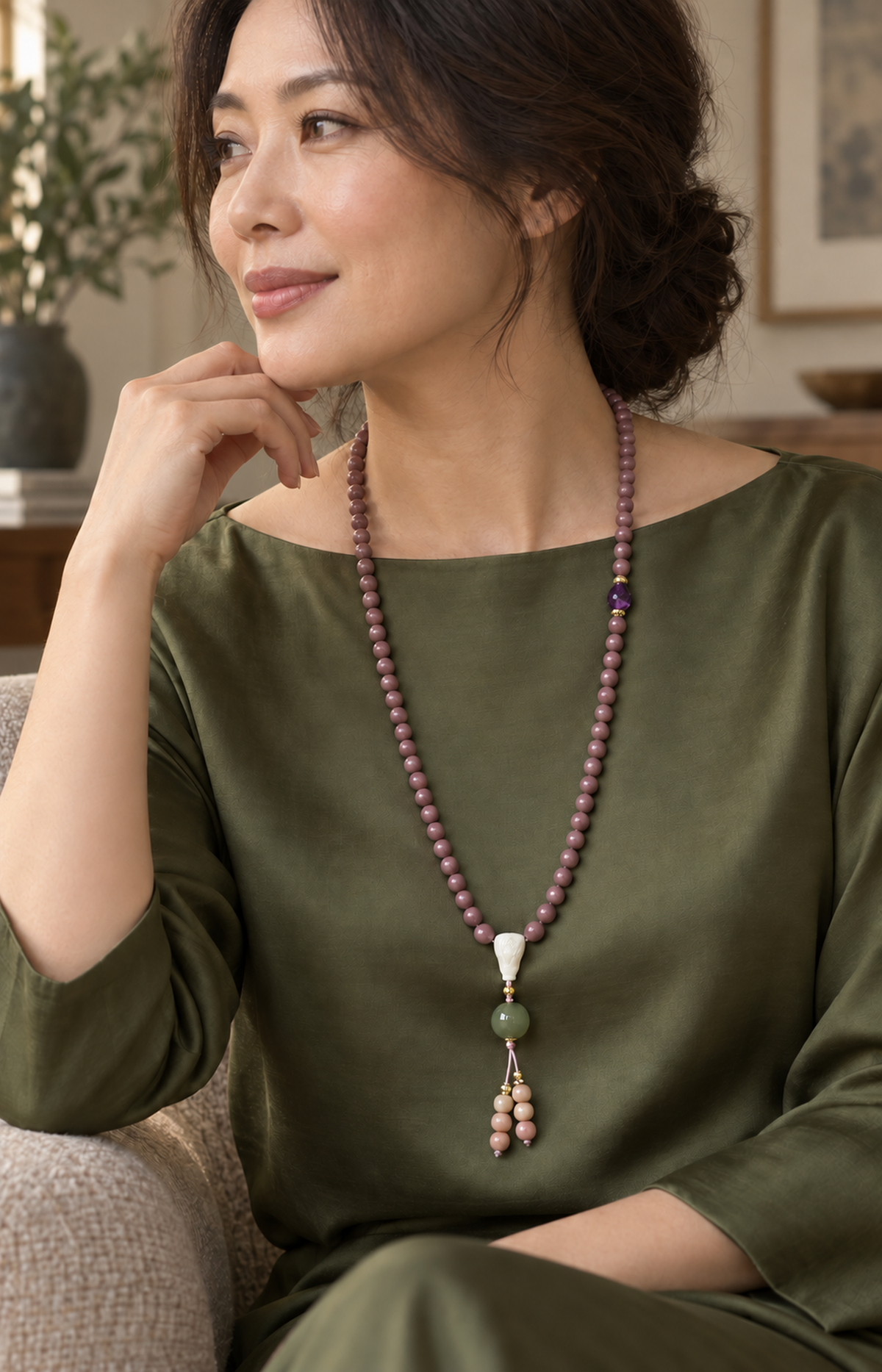 Delicate Pilgrimage - Scented Necklace - worn view