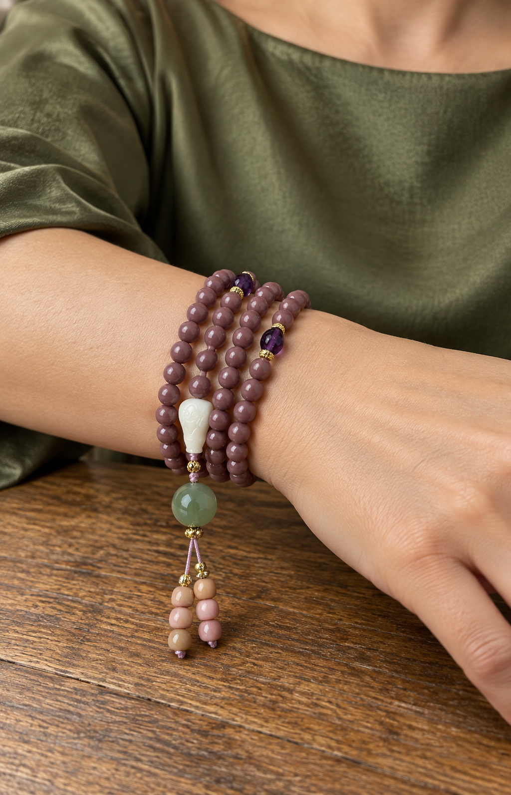 Delicate Pilgrimage - Scented Necklace - bracelet wearing view