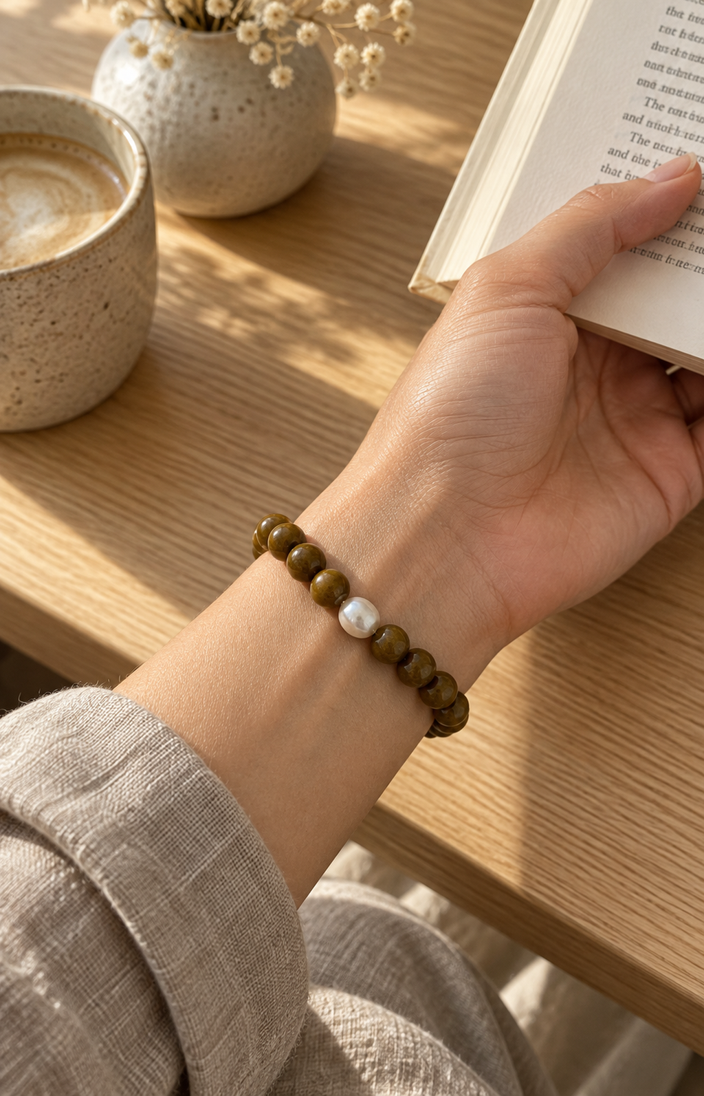 Gleaming Porcelain - Scented Bracelet - worn view