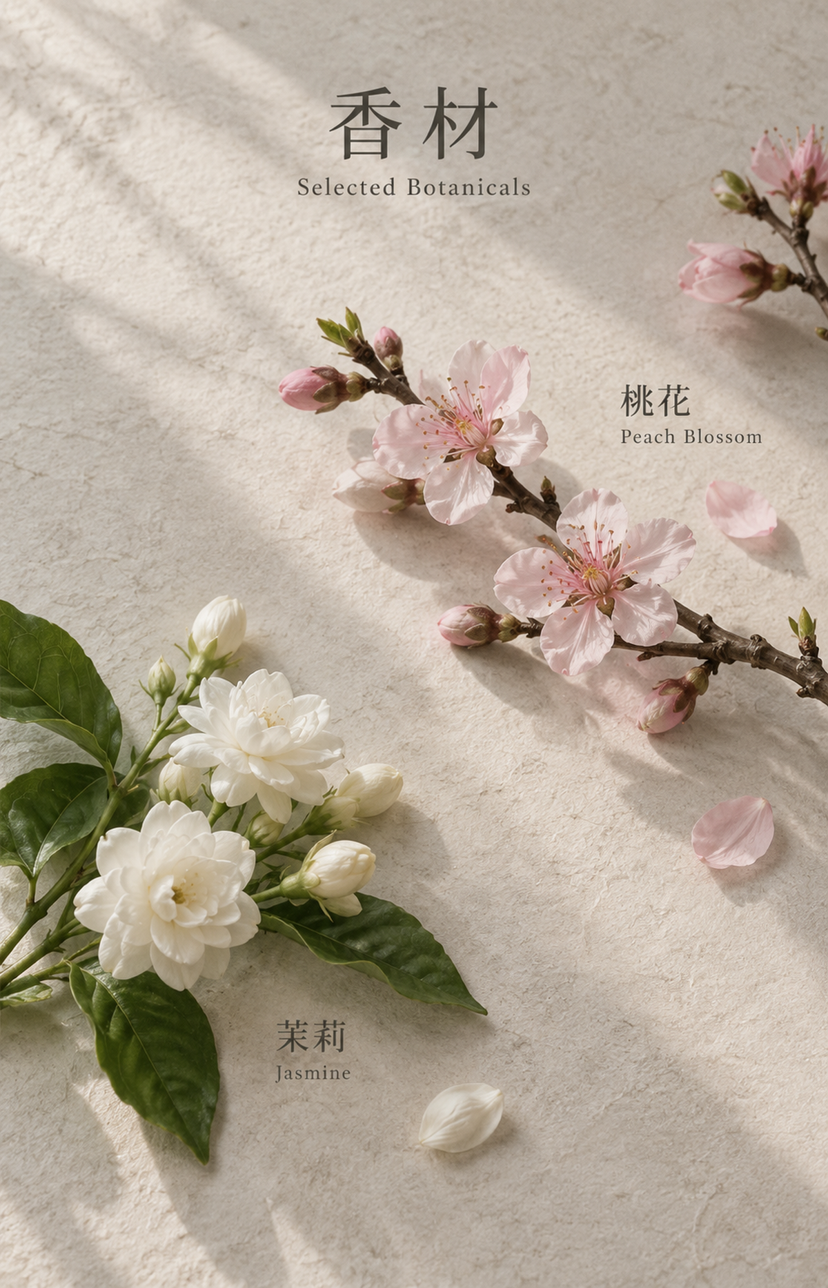 Glimpsed Radiance - Scented Bracelet - selected botanicals: 茉莉 / Jasmine; 桃花 / Peach Blossom