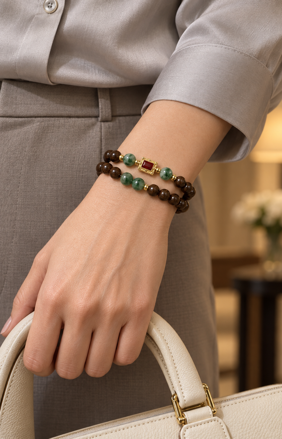 Green Gathering - Scented Bracelet - worn view