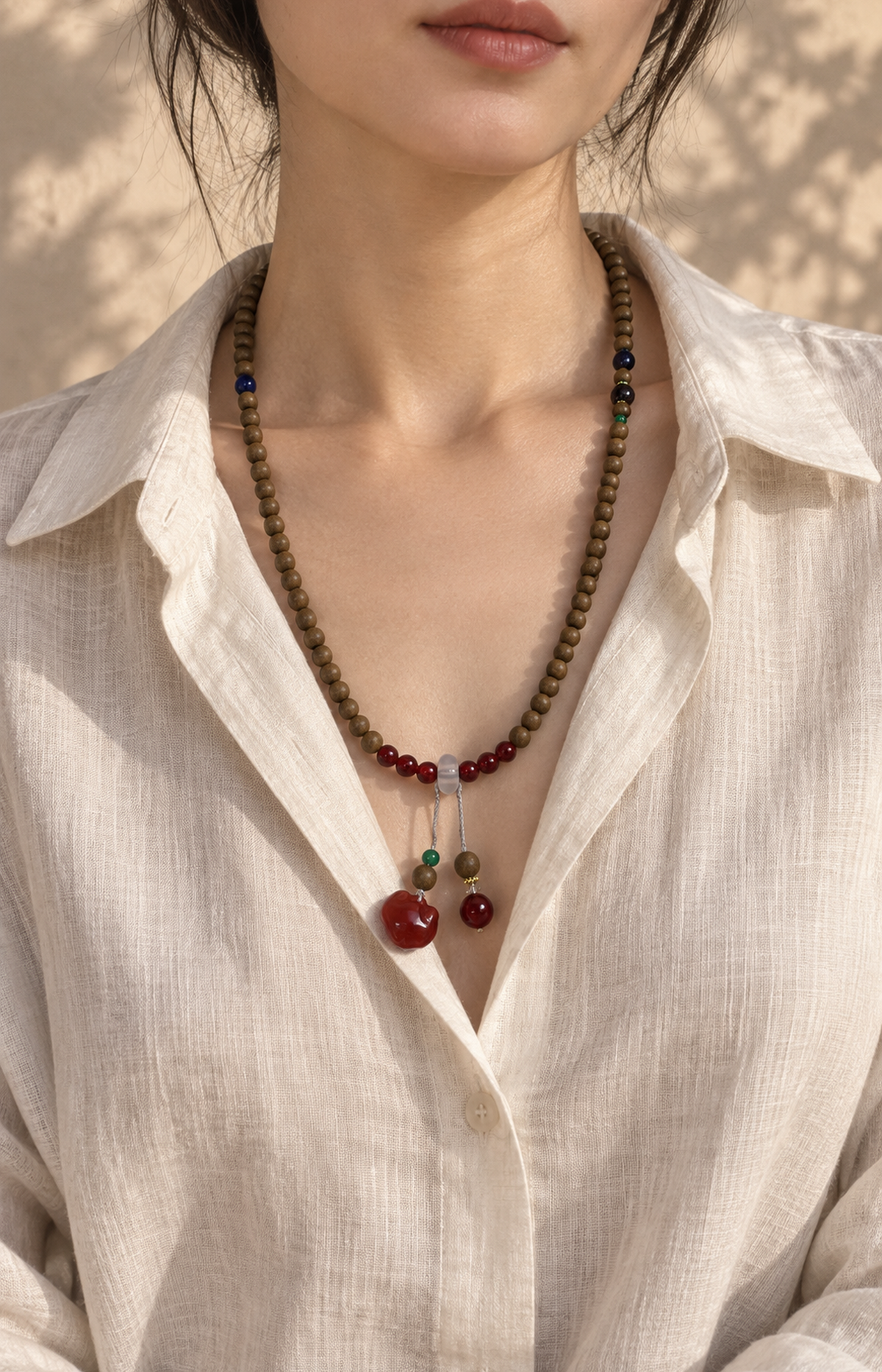 Little Lock - Scented Necklace - necklace wearing view