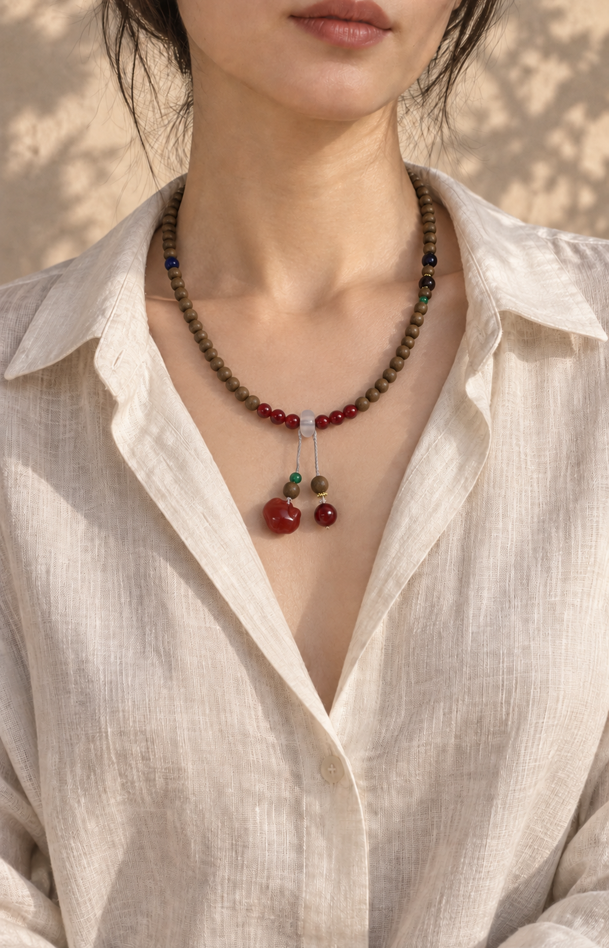 Quiet Vow - Scented Necklace - necklace wearing view