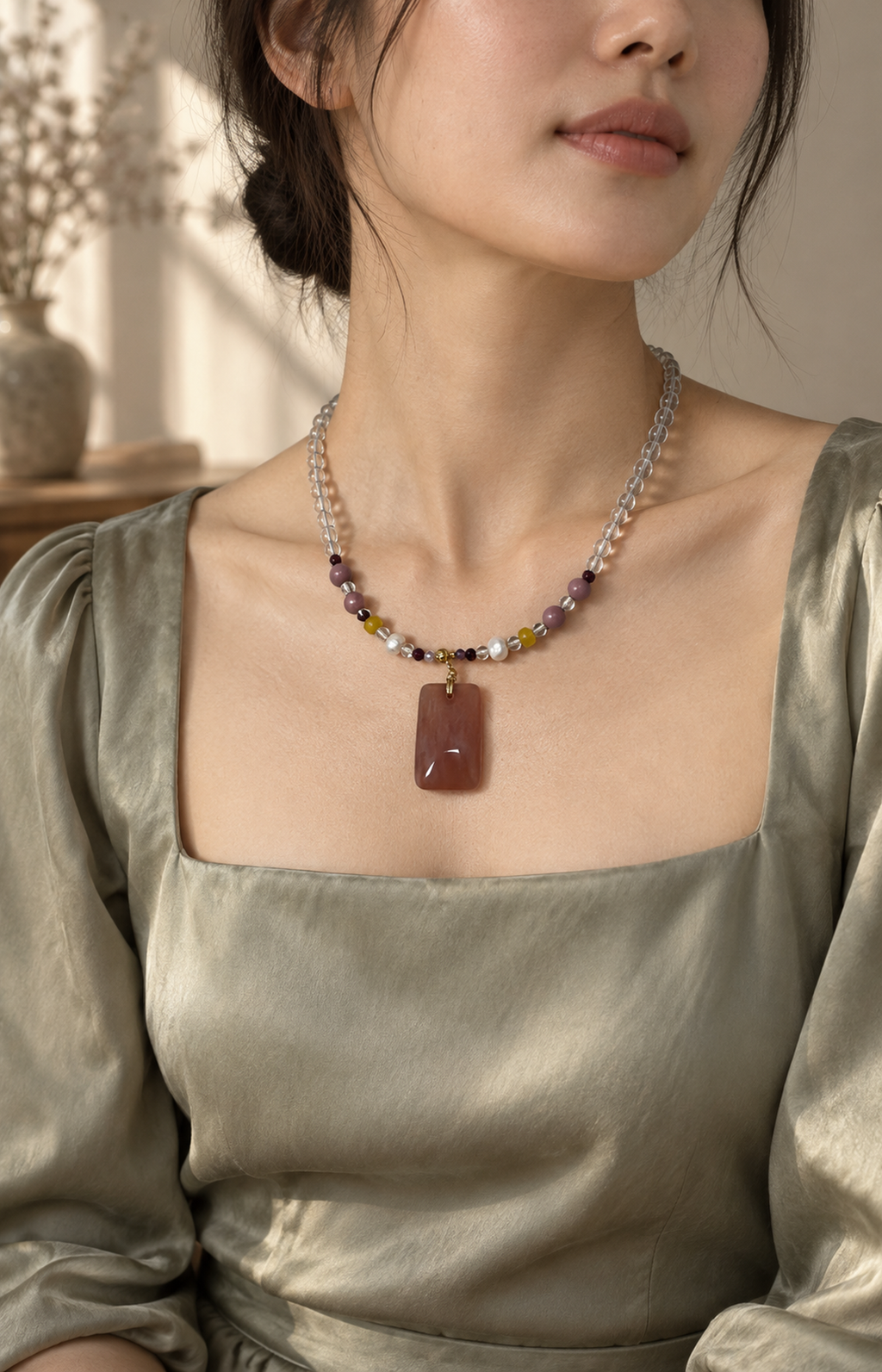 Luminous Vignette - Scented Necklace - worn view
