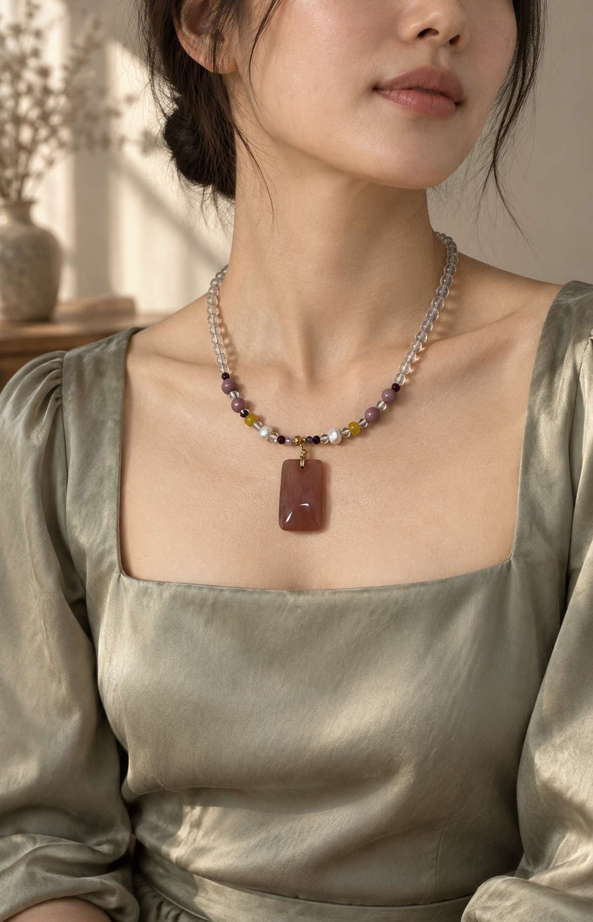 Luminous Vignette - Scented Necklace - worn view