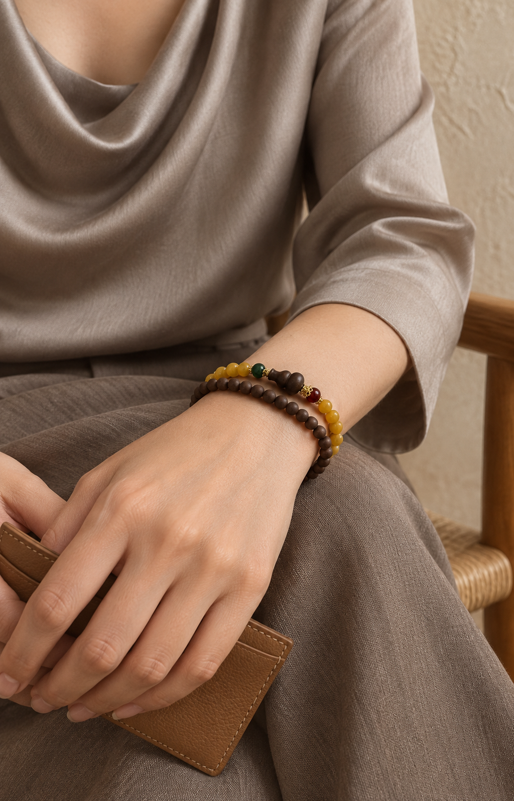 Ochre Gourd - Scented Bracelet - bracelet wearing view