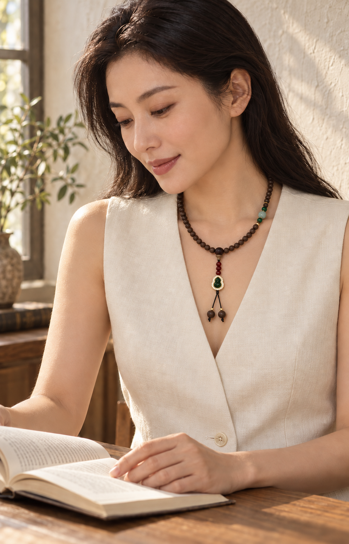 Orchard Pendant - Scented Necklace - necklace wearing view