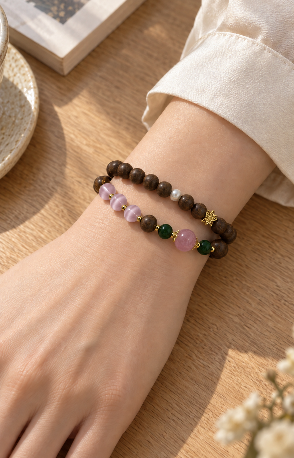 Pearl Blush - Scented Bracelet - worn view
