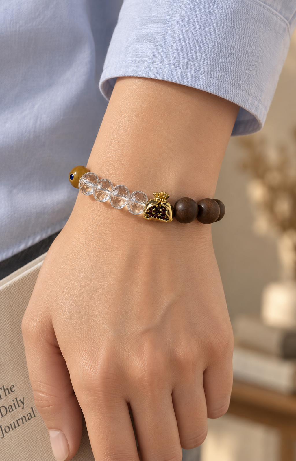 Pebbled Shore - Beaded Bracelet - worn view