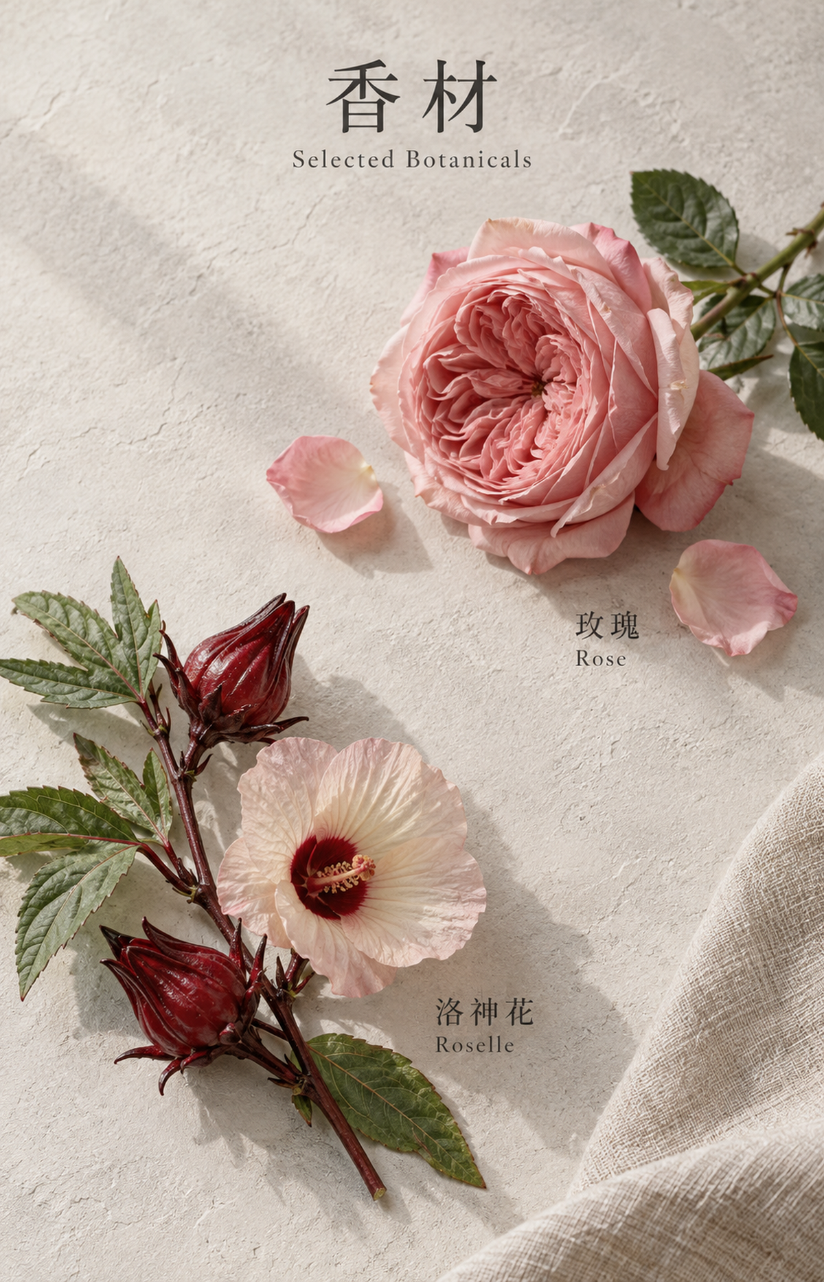 Persimmon Memento - Scented Bracelet - selected botanicals: 玫瑰 / Rose; 洛神花 / Roselle
