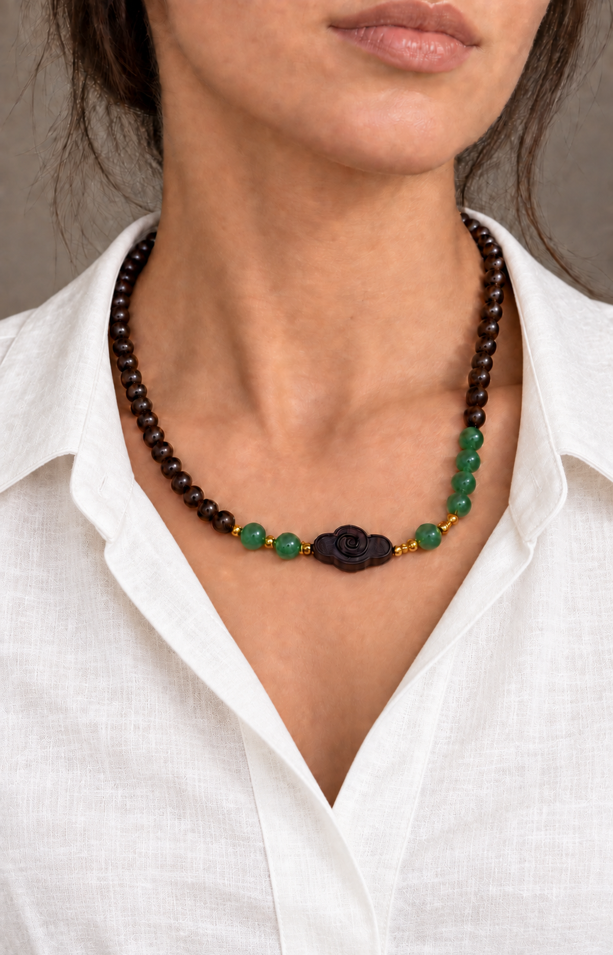 Pine Layers - Scented Bracelet - necklace wearing view