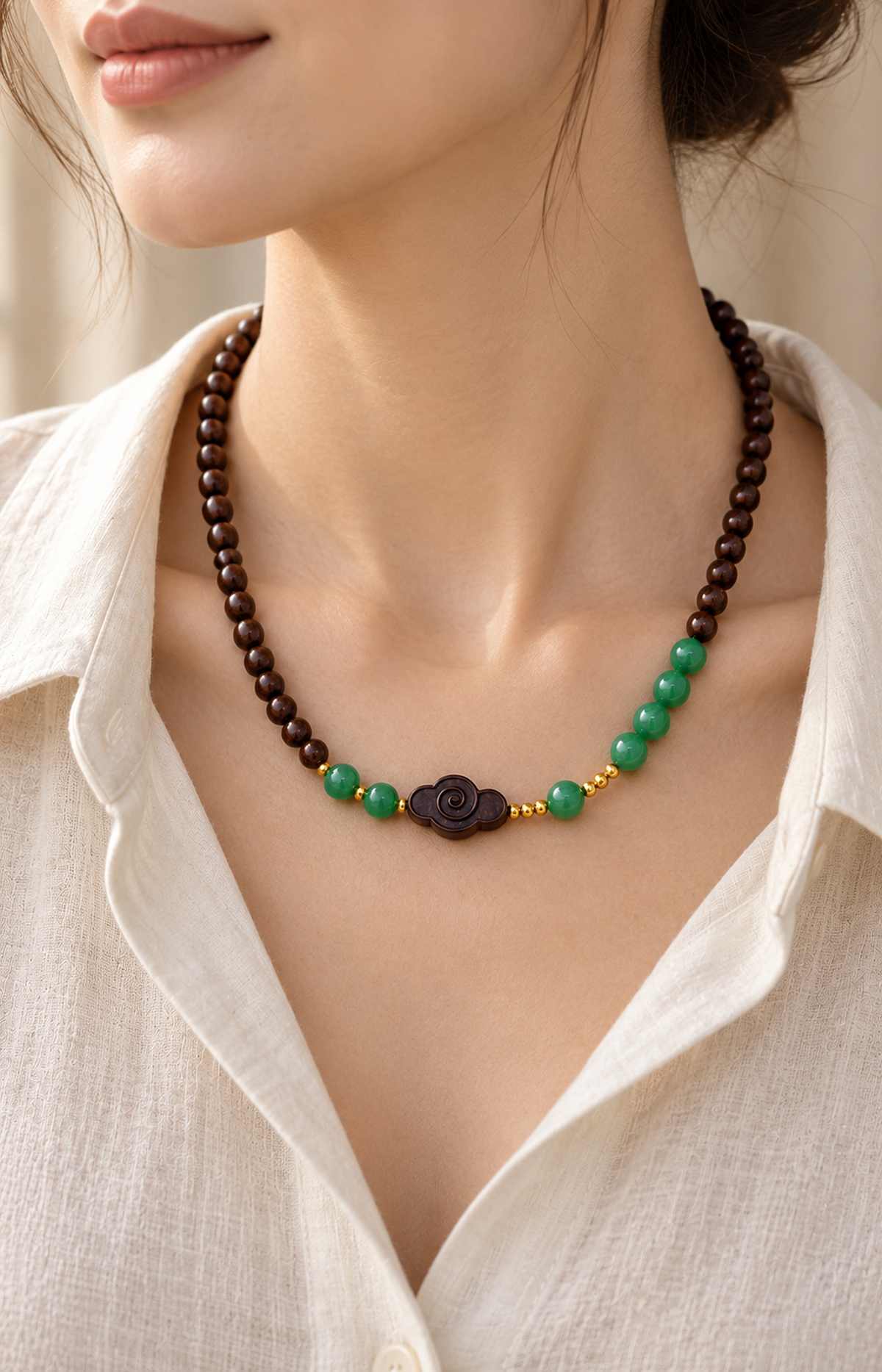 Pine Layers - Scented Bracelet - necklace wearing view