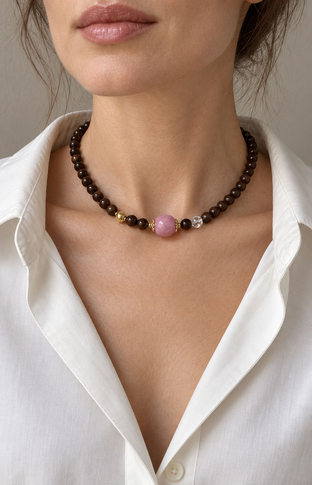 Pink Interval - Scented Bracelet - necklace wearing view