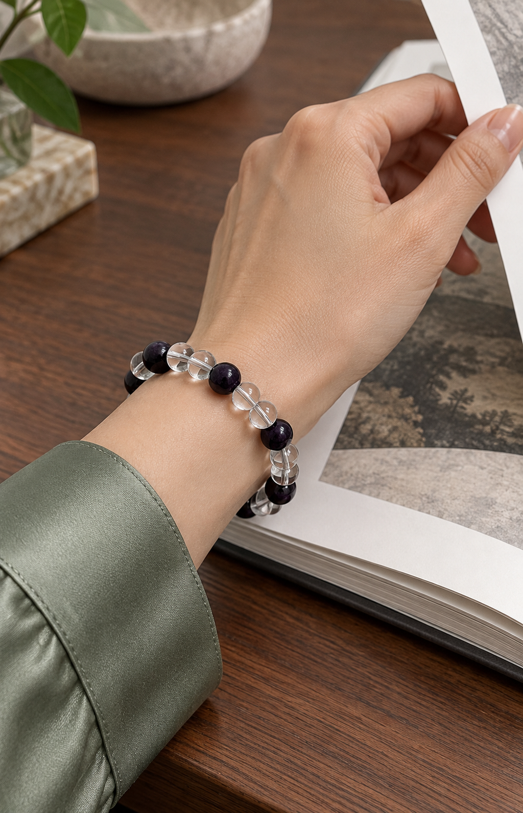 Wisteria Dew - Scented Bracelet - worn view