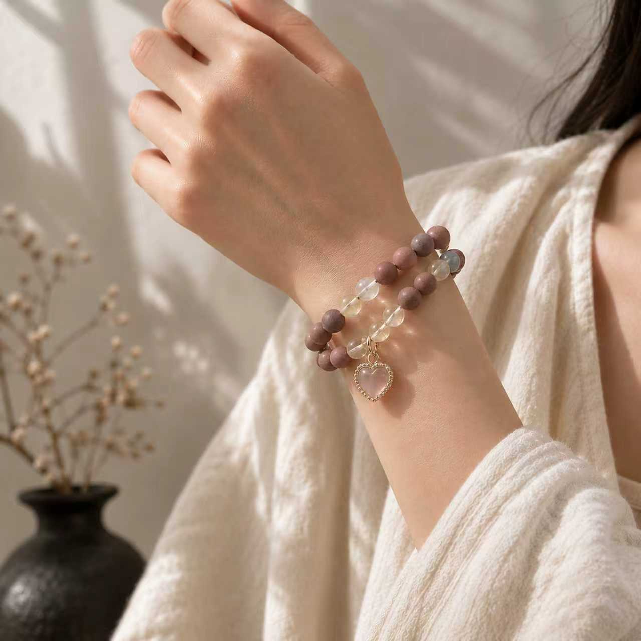 Botanical scented bracelet worn on the wrist
