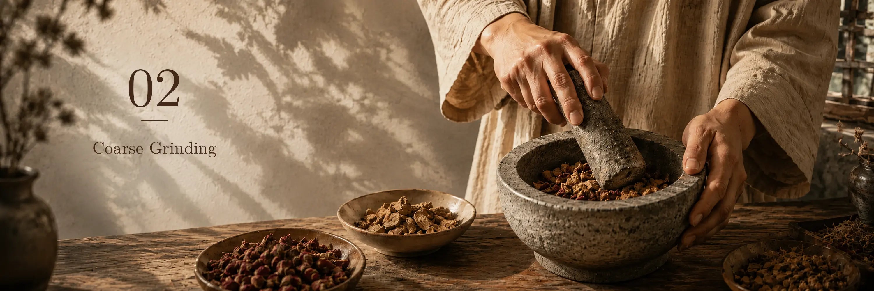 NUWARIA botanical scent jewelry craft process: rough grinding