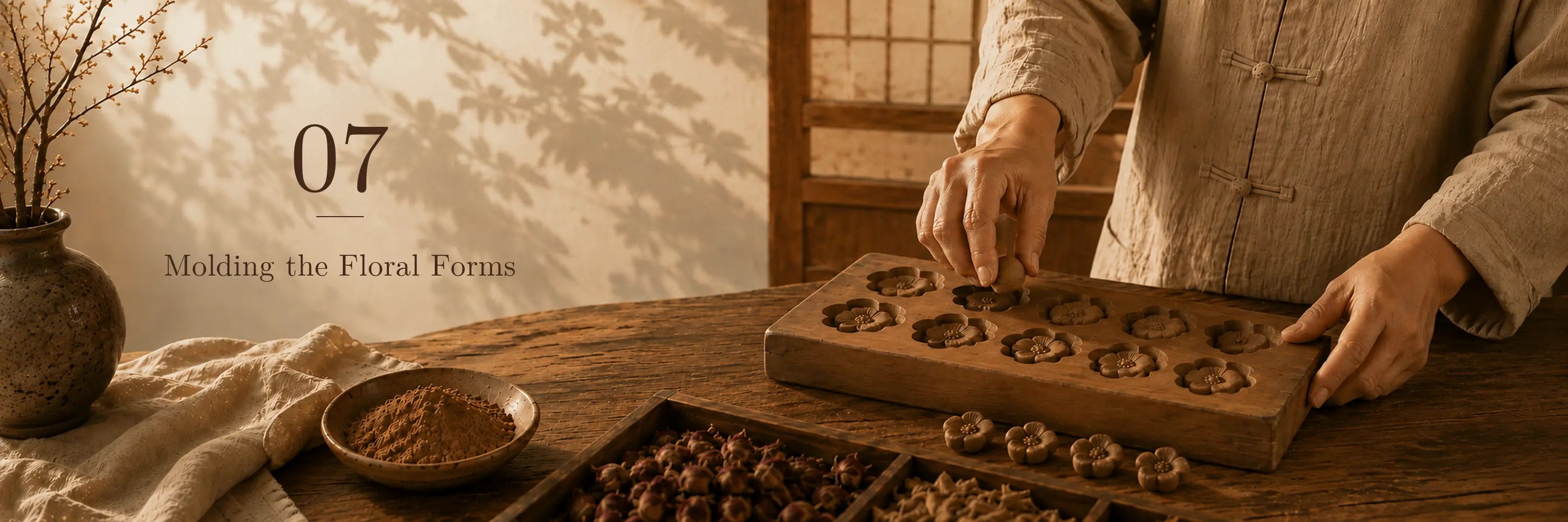 NUWARIA botanical scent jewelry craft process: molding beads